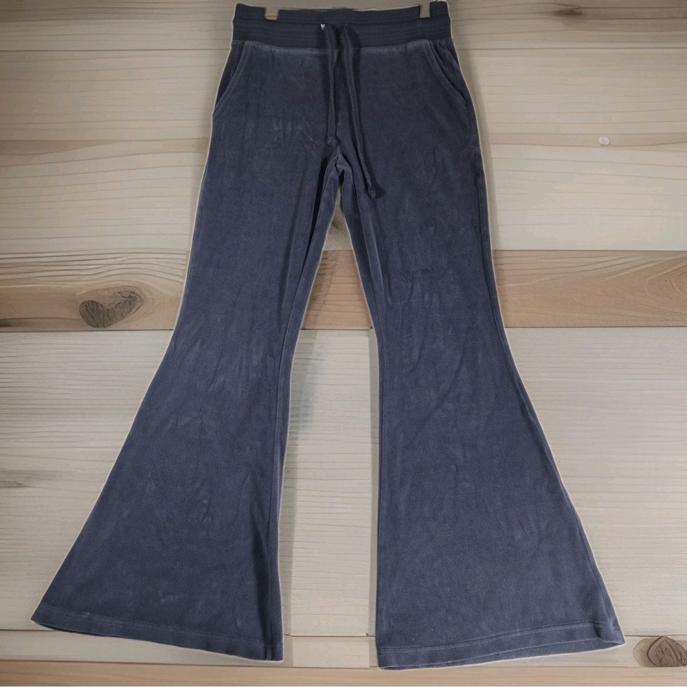 Aerie Y2k Style Blue Velour Flare Pants High Rise Womens Medium